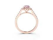 Pear-Shaped Halo Engagement Ring Setting for a Fancy Pink Lab-Grown Diamond | Pave Shoulders | Rose Gold