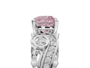 Cushion Cut Swirl Engagement Ring Setting for a Fancy Pink Lab-Grown Diamond | Sterling Silver