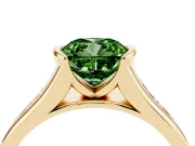 Cushion Cut Half Bezel Engagement Ring Setting for a Fancy Green Lab-Grown Diamond | Yellow Gold