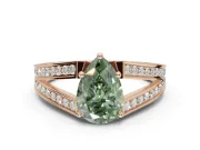 Pear-Shaped Split Shank Pavé Engagement Ring Setting for a Fancy Green Lab-Grown Diamond | Rose Gold