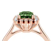 Emerald Cut Starburst Halo Engagement Ring Setting for a Fancy Green Lab-Grown Diamond | Rose Gold