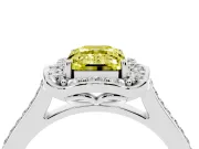 Emerald Cut Petal Tip Halo Engagement Ring Setting for a Fancy Yellow Lab-Grown Diamond | Pavé Band | Platinum