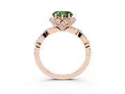Heart-Shaped Milgrain Halo Engagement Ring Setting for a Fancy Green Lab-Grown Diamond | Graduated Shoulders | Rose Gold