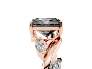 Radiant Cut Twisted Vine Engagement Ring Setting for a Black Center | Marquise Leaves | Rose Gold