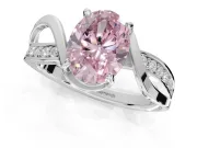 Oval Bypass Solitaire Engagement Ring Setting for a Fancy Pink Lab-Grown Diamond | Pavé Strands | Sterling Silver