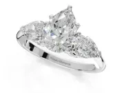 Pear-Shaped Three-Stone Engagement Ring Setting | Pear Side Stones | White Gold