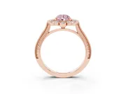 Pear-Shaped Scalloped Halo Engagement Ring Setting for a Fancy Pink Lab-Grown Diamond | Milgrain Edges | Rose Gold