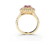 Asscher Cut Halo Split Shank Engagement Ring Setting for a Fancy Pink Lab-Grown Diamond | Pavé Strands | Yellow Gold