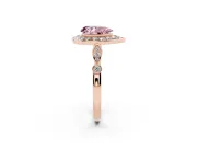 Pear-Shaped Halo Engagement Ring Setting for a Fancy Pink Lab-Grown Diamond | Bezel Station Shoulders | Rose Gold