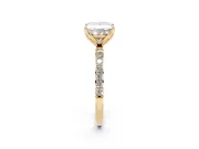 Princess Cut Pave Solitaire Engagement Ring Setting | Fine Line Pave Band | Yellow Gold