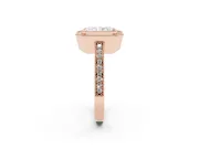 Radiant Cut Milgrain Halo Engagement Ring Setting | Pave Band | Rose Gold