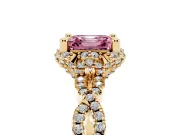 Asscher Cut Milgrain Halo Engagement Ring Setting for a Fancy Pink Lab-Grown Diamond | Graduated Shoulders | Yellow Gold