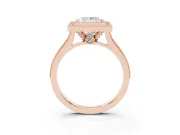 Princess Cut Vintage Milgrain Halo Engagement Ring Setting | Bezel Head | Rose Gold