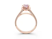 Fancy Pink Pear Cut Diamond Pavé Split Shank Solitaire Ring Set in Rose gold with Prong Setting