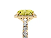 Radiant Cut Halo Pavé Engagement Ring Setting for a Fancy Yellow Lab-Grown Diamond | Yellow Gold