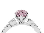 Marquise Leaf Pavé Engagement Ring Setting for a Fancy Pink Lab-Grown Diamond | Sterling Silver