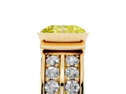 Radiant Cut Half Bezel Engagement Ring Setting for a Fancy Yellow Lab-Grown Diamond | Channel Band | Yellow Gold