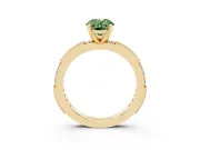 Oval Vintage Pavé Engagement Ring Setting for a Fancy Green Lab-Grown Diamond | Yellow Gold