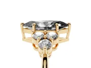 Marquise Cluster Side Stone Engagement Ring Setting for a Black Center | Plain Band | Yellow Gold