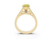 Oval Channel Set Solitaire Engagement Ring Setting for a Fancy Yellow Lab-Grown Diamond | Princess Channel | Yellow Gold