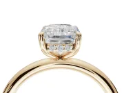Radiant Cut Hidden Halo Engagement Ring Setting | Thin Plain Band | Yellow Gold