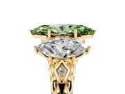 Marquise Three Stone Engagement Ring Setting for a Fancy Green Lab-Grown Diamond | Braided Band | Yellow Gold