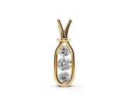 Round Lab-Grown Diamond Three-Stone Open Loop Pendant Necklace | V-Shaped Bail | Yellow Gold