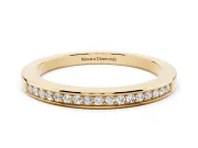 Round Lab-Grown Diamond Single Row Pavé Wedding Band | Raised Polished Rims | Yellow Gold