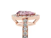 Fancy Pink Pear Cut Diamond Halo Pavé Engagement Ring Set in Rose gold with Bezel Setting
