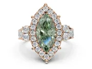 Marquise Halo Engagement Ring Setting for a Fancy Green Lab-Grown Diamond | Graduated Channel Band | Rose Gold