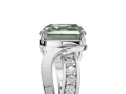 Asscher Cut Bypass Solitaire Engagement Ring Setting for a Fancy Green Lab-Grown Diamond | Pavé Strands | Platinum