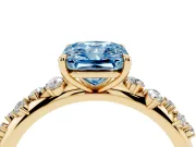 Radiant Cut Graduated Solitaire Engagement Ring Setting for a Fancy Blue Lab-Grown Diamond | Yellow Gold