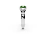 Princess Cut Three Stone Engagement Ring Setting for a Fancy Green Lab-Grown Diamond | Wide Plain Band | Sterling Silver