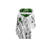 Asscher Cut Bypass Pavé Engagement Ring Setting for a Fancy Green Lab-Grown Diamond | Graduated Pavé | Sterling Silver