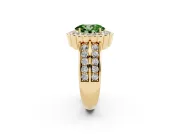 Oval Scalloped Halo Engagement Ring Setting for a Fancy Green Lab-Grown Diamond | Double Row Band | Yellow Gold