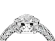 Pear-Shaped Vintage Milgrain Halo Engagement Ring Setting | Wide Pavé Band | White Gold
