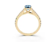 Emerald Cut Graduated Split Shank Engagement Ring Setting for a Fancy Blue Lab-Grown Diamond | Yellow Gold
