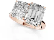 Radiant Cut and Emerald Cut Toi Moi Ring Set in Rose gold with Prong Setting
