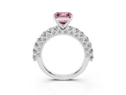 Asscher Cut Shared Prong Engagement Ring Setting for a Fancy Pink Lab-Grown Diamond | Platinum