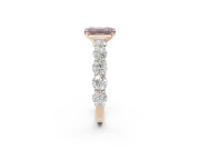 Emerald Cut Side Stone Engagement Ring Setting for a Fancy Pink Lab-Grown Diamond | Scalloped Prong Accents | Rose Gold
