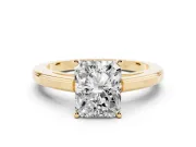 Radiant Cut Solitaire Engagement Ring Setting | Stepped Flat Band | Yellow Gold