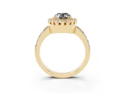 Oval Milgrain Halo Engagement Ring Setting for a Black Center | Pavé Shoulders | Yellow Gold