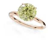 Round Hidden Halo Ring Setting for a Fancy Yellow Lab-Grown Diamond | Rose Gold