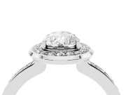 Pear Cut Diamond Halo Ring Set in White gold with Bezel Frame and Pavé Band