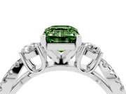 Emerald Cut 3 Stone Engagement Ring Setting for a Fancy Green Lab-Grown Diamond | Sterling Silver