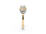 Cushion Cut Diamond Cluster Leaf Design Ring Set in Yellow gold with Prong Setting