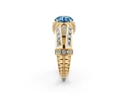 Round Vintage Milgrain Engagement Ring Setting for a Fancy Blue Lab-Grown Diamond | Hidden Halo | Yellow Gold