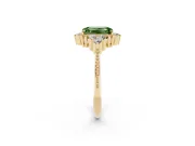 Emerald Cut Cluster Engagement Ring Setting for a Fancy Green Lab-Grown Diamond | Yellow Gold