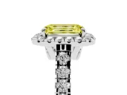 Emerald Cut Accented Halo Engagement Ring Setting for a Fancy Yellow Lab-Grown Diamond | Platinum