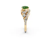 Heart-Shaped Bypass Pavé Engagement Ring Setting for a Fancy Green Lab-Grown Diamond | Yellow Gold